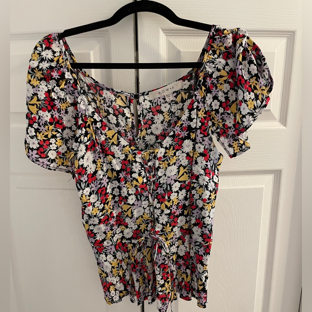 Francesca’s Floral Blouse with Flutter Sleeves